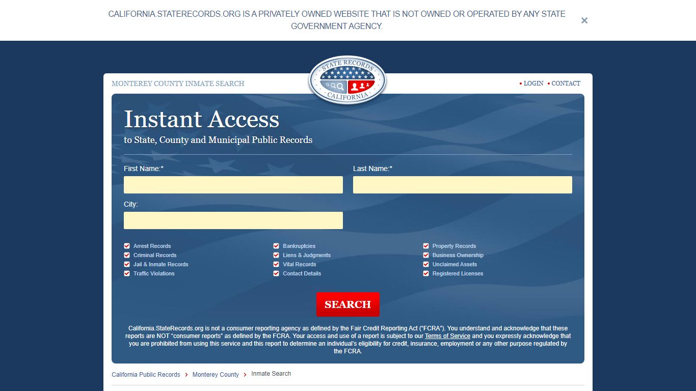 Monterey County, California Inmate Search | StateRecords.org
