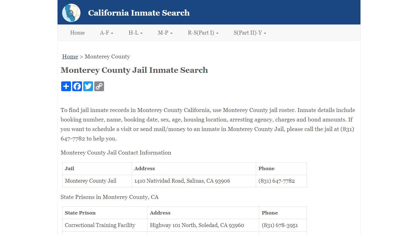 Monterey County Jail Inmate Search